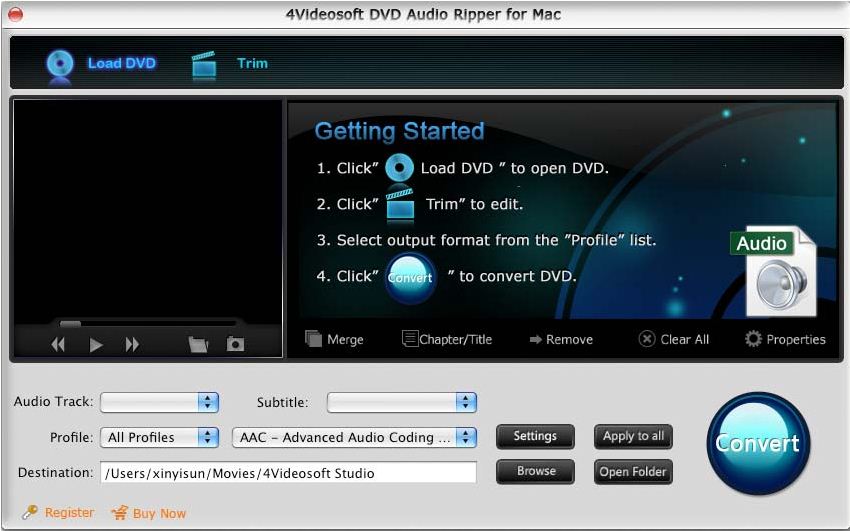 4Videosoft DVD Audio Ripper for Mac 3.1 : General view