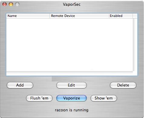 VaporSec 1.0 : Main window
