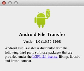 Android File Transfer 1.0 : About window