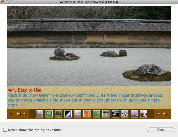 Flash Slideshow Maker for Mac 1.2 : Welcome screen