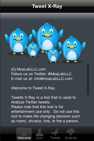 Tweet X-Ray - A Twitter personality and interests analysis tool 1.0 : Main window