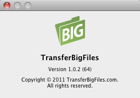 TransferBigFiles 1.0 : About window