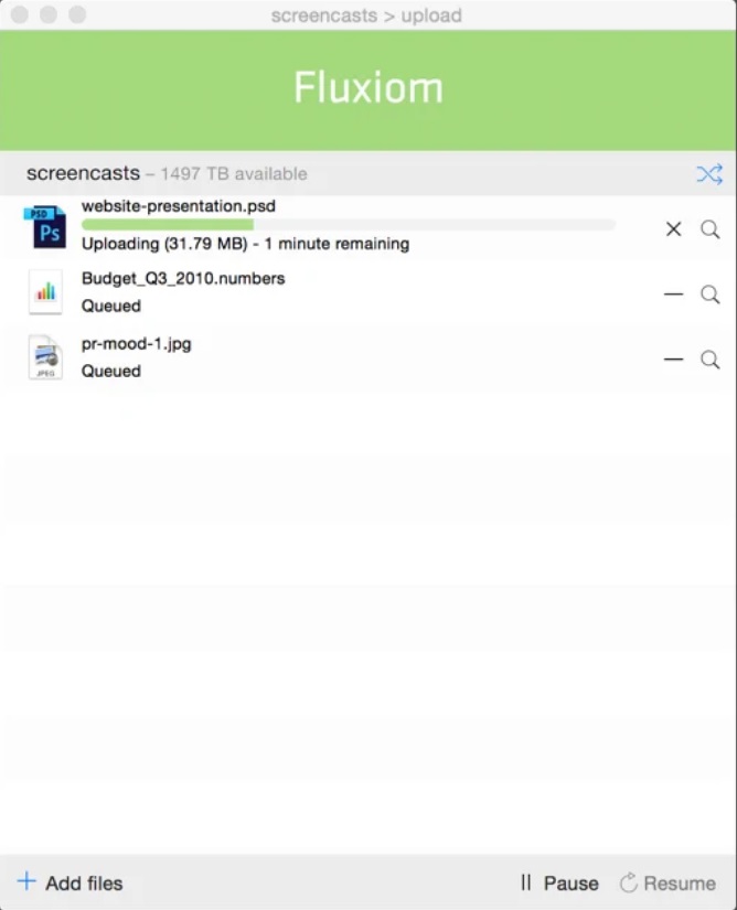 Fluxiom Uploader 1.2 : Uploading