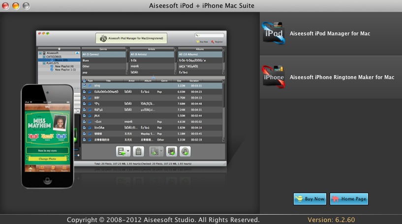 Aiseesoft iPod + iPhone Mac Suite 6.2 : Launcher