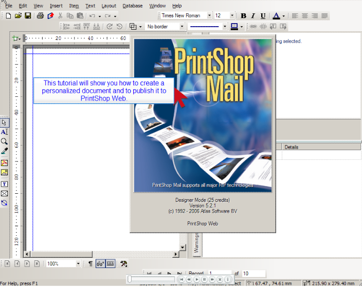 PrintShop Mail 5.4 : Main interface