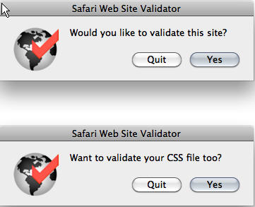 Safari Web Site Validator 1.5 : Main window