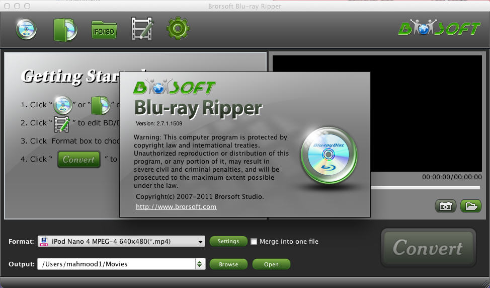 Brorsoft Blu-Ray Ripper 2.7 : Main Window