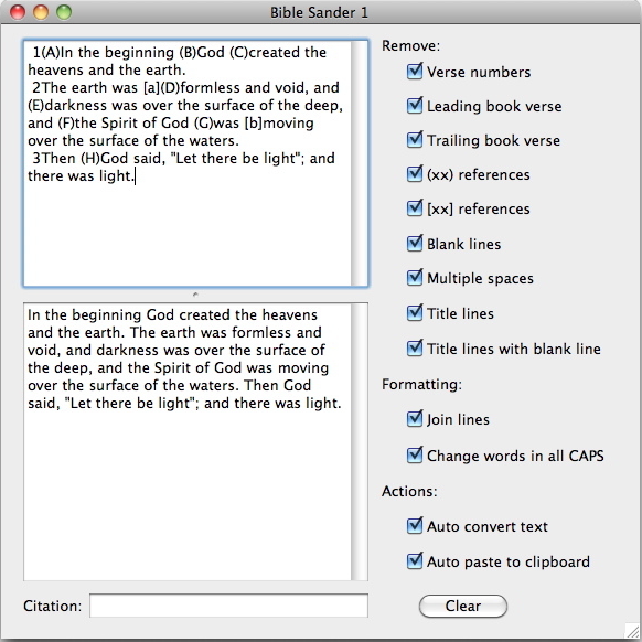 Bible Sander 2.0 : Main interface