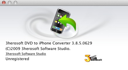 3herosoft DVD to iPhone Converter 3.8 : About window