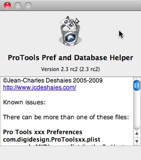 ProTools Pref and Database Helper 2.3 : Main window