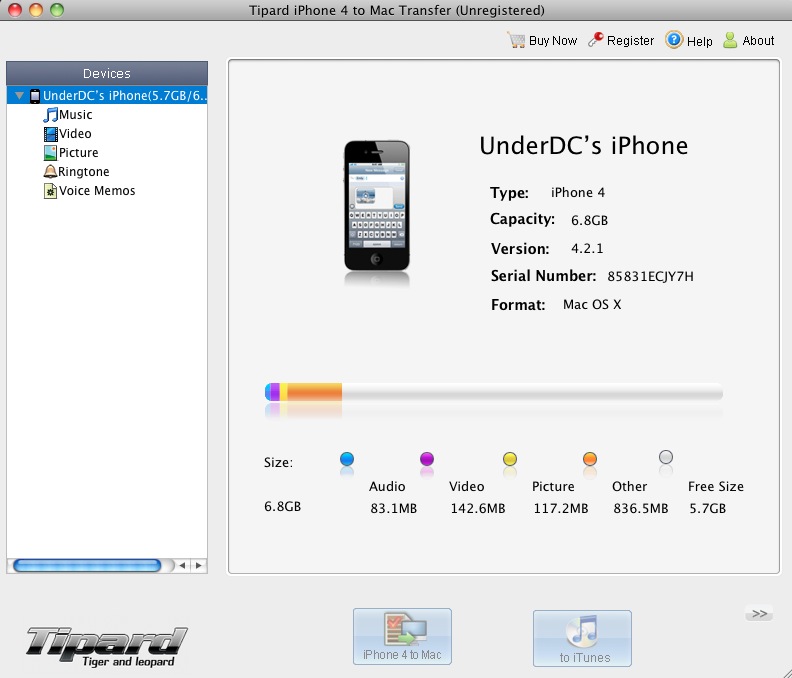 Tipard iPhone 4 to Mac Transfer 3.3 : Summary