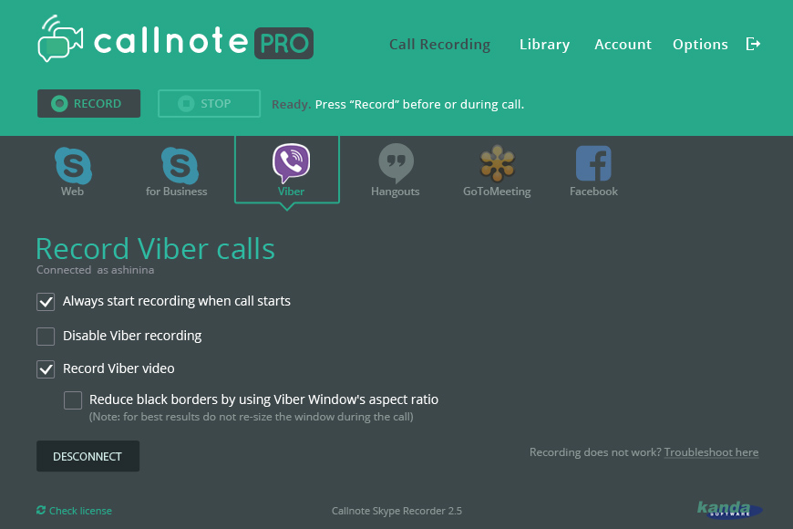 Callnote 3.2 : Main Window