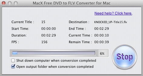 MacX Free DVD to FLV Converter for Mac 2.0 : Converting