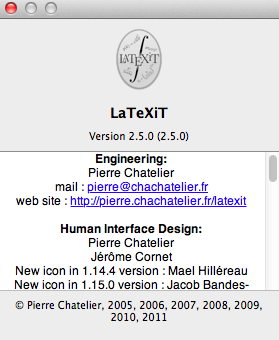 LaTeXiT 2.5 : About