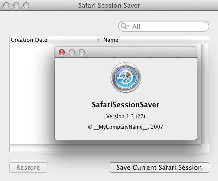SafariSessionSaver 1.3 : Main Window