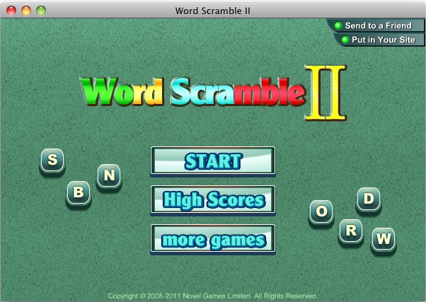 Word Scramble II 1.3 : Main menu
