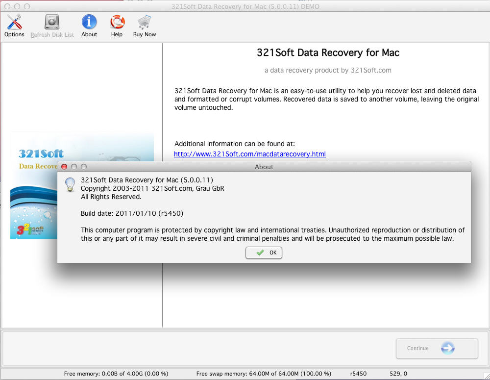 321Soft Data Recovery for Mac 5.0 : Main Window