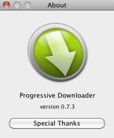 Progressive Downloader 0.7 : About window