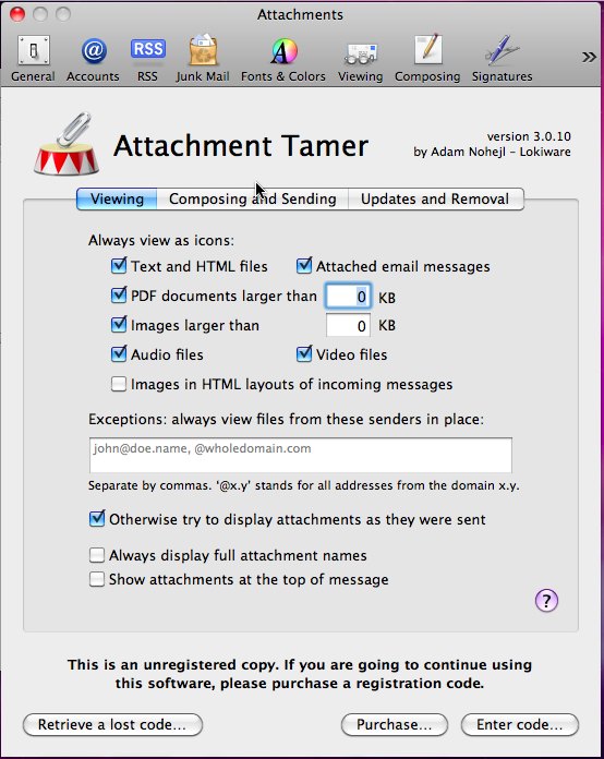 Attachment Tamer Installer 3.0 : Main window