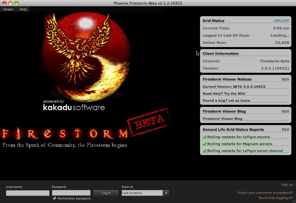 Firestorm-Beta 2.5 : Main window