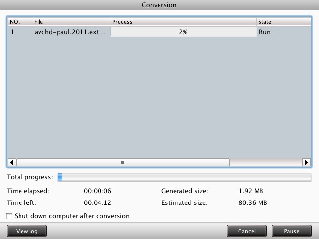 Pavtube HD Video Converter 2.1 : Converting