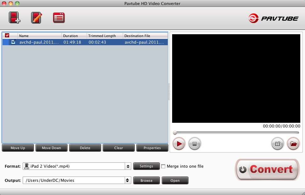 Pavtube HD Video Converter 2.1 : Main window