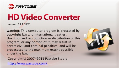 Pavtube HD Video Converter 2.1 : About window