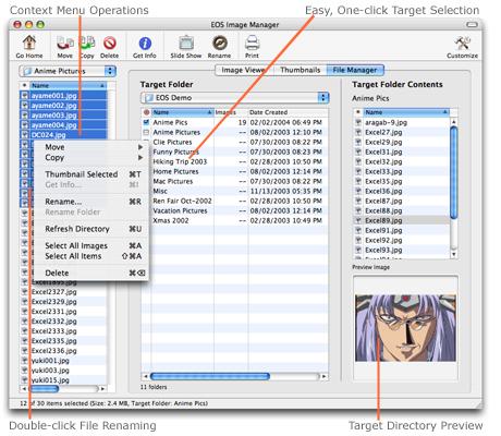EOS Image Manager 1.0 : Main window