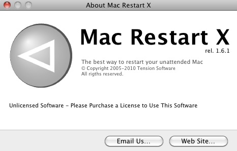 Mac Restart X 1.6 : About window