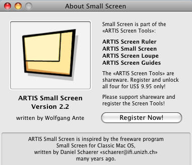 ARTIS Small Screen 2.2 : About Window