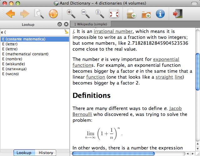 Aard Dictionary 0.9 : Main window