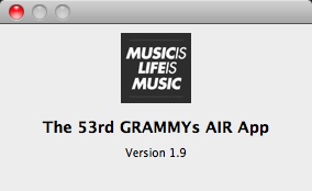 The 53rd GRAMMYs AIR App 1.9 : Main window