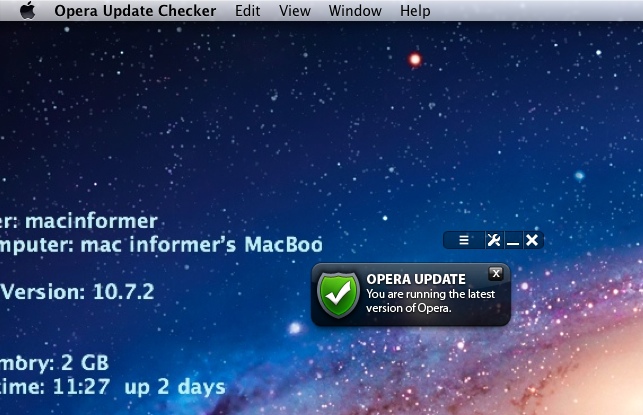 Opera Update Checker 1.0 : Main window