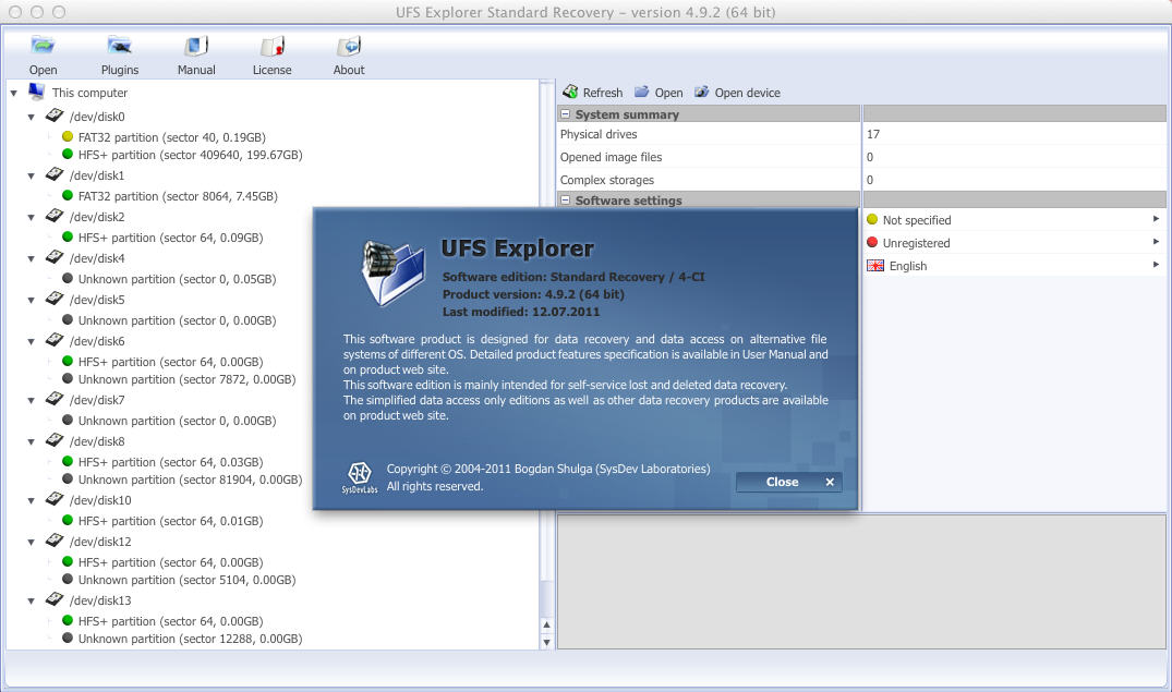 UFS Explorer Standard Recovery 4.9 : Main Window