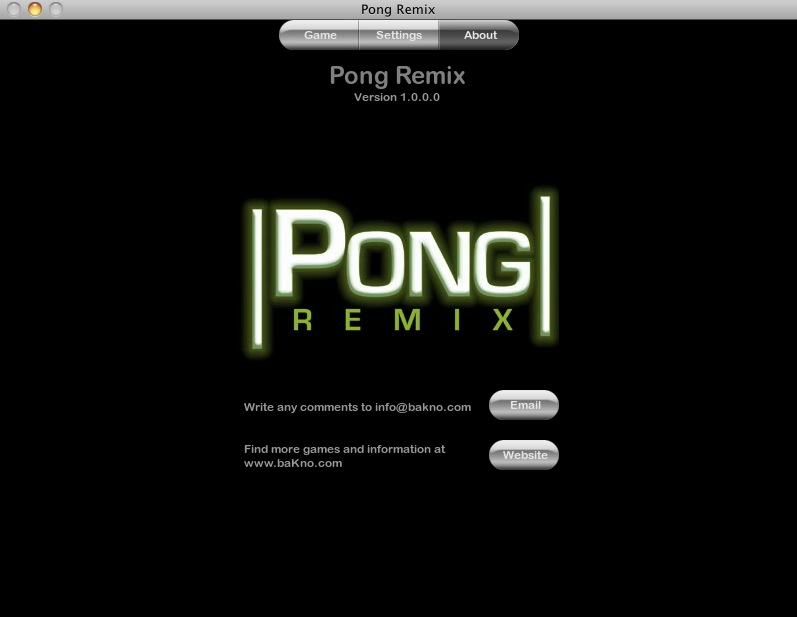Pong Remix 1.0 : About window