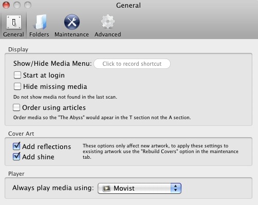 Media Menu Lite - Movie Edition 1.1 : General settings