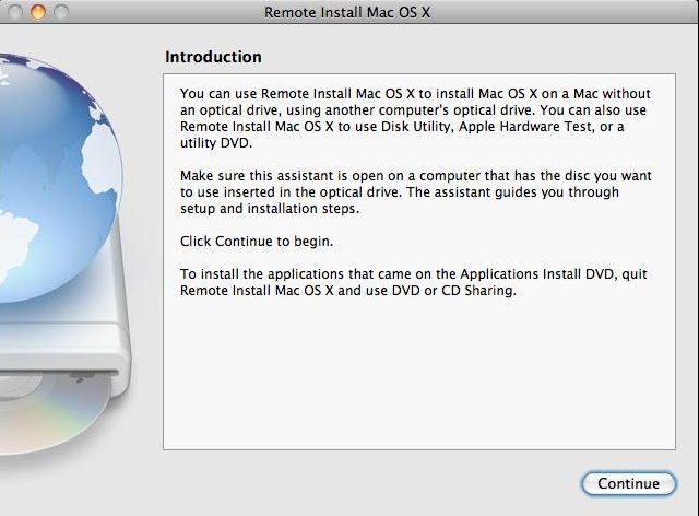 Remote Install Mac OS X : Main window