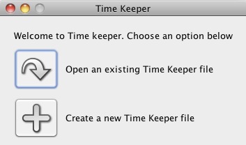 TimeKeeper 1.3 : Welcome screen