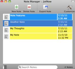 JotNow - Sticky Note Manager 1.2 : Main window