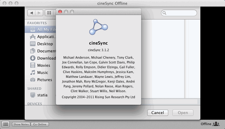 cineSync 3.1 : Main Window