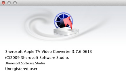 3herosoft Apple TV Video Converter 3.7 : About window