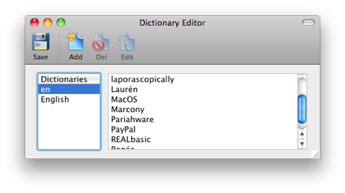 Dictionary Editor 1.3 : Main window