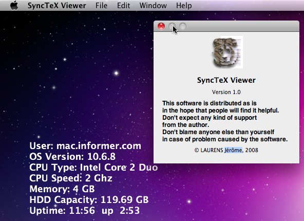 SyncTeX Viewer 1.0 : Main window