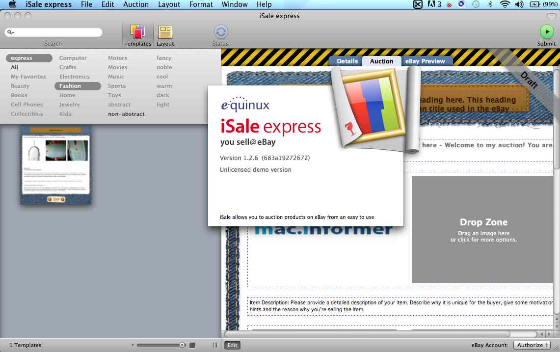 iSale express 1.2 : About Window