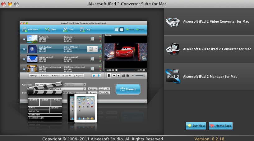 Aiseesoft iPad 2 Converter Suite for Mac 6.2 : Launcher
