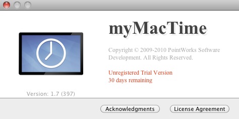 myMacTime 1.7 : About window