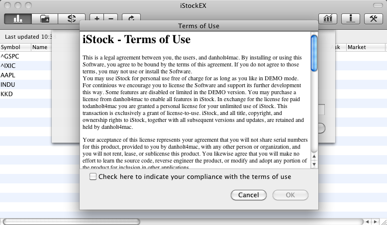 iStockEX 1.5 : Terms Agreement
