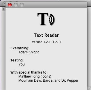 Text Reader 1.2 : About