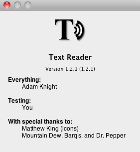 Text Reader 1.2 : About window