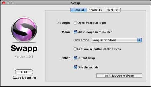 Swapp 1.0 : Main window